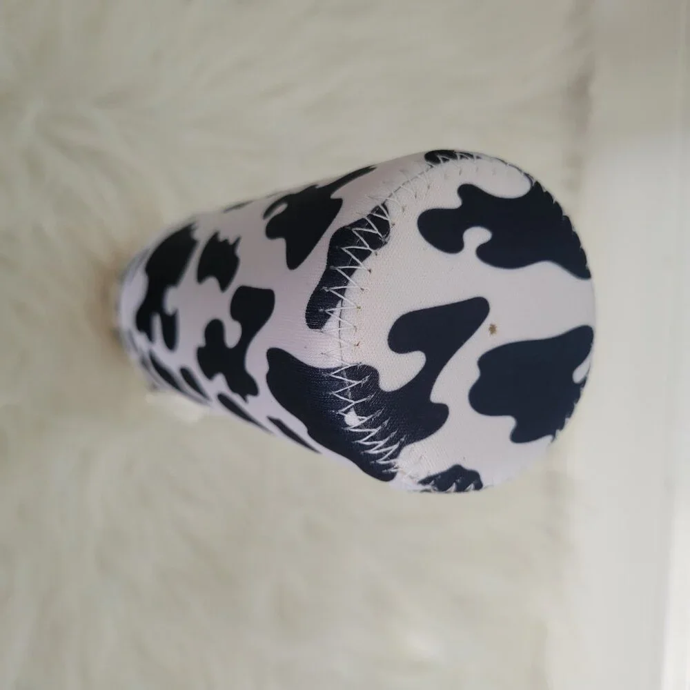 Claire's Cow Print Glass Water Bottle with Sleeve
